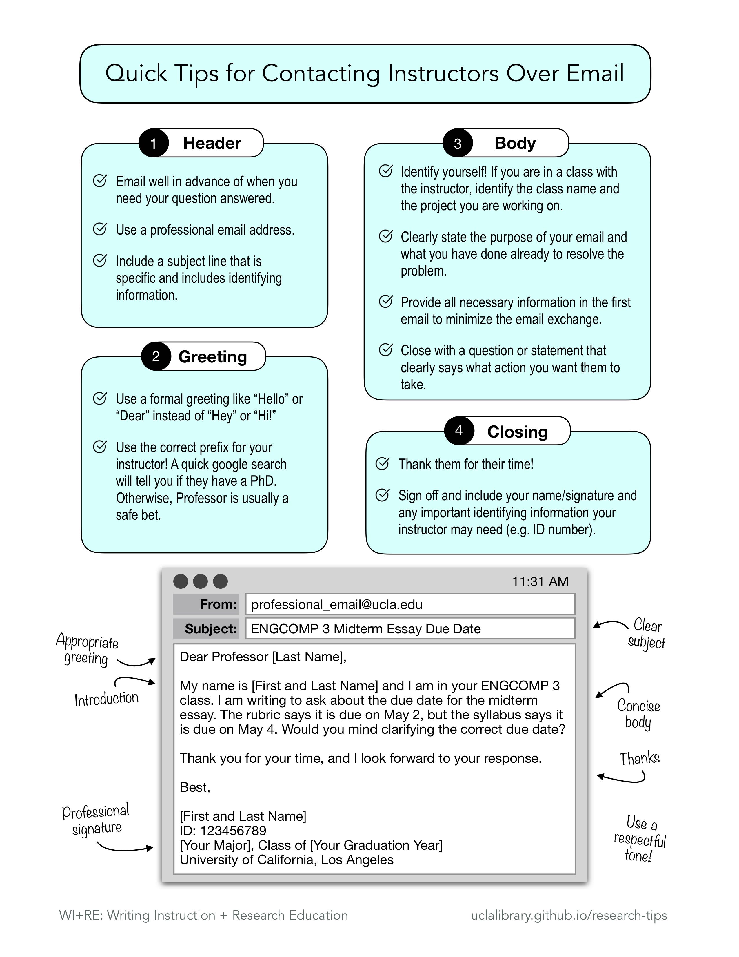 Image of contacting instructors handout.