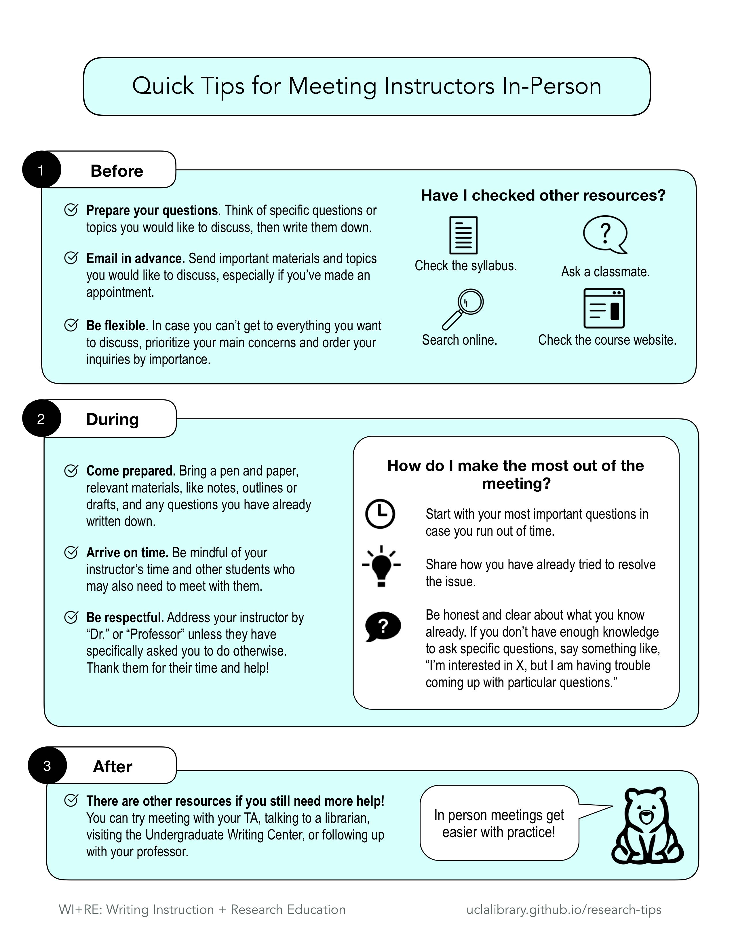 Image of contacting instructors handout.