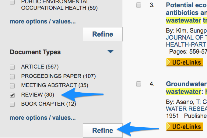 Filter your results for review articles.